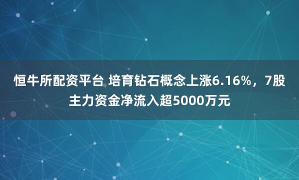 恒牛所配资平台 培育钻石概念上涨6.16%，7股主力资金净流入超5000万元